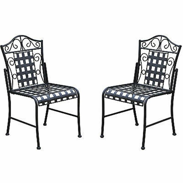 International Caravan Mandalay Iron Patio Bistro Chair, Antique Black, 2PK 3473-2CH-ANT-BK